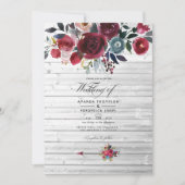 Rustikale Boho Chic Burgundy und blumenreiche Hoch Einladung (Vorderseite)