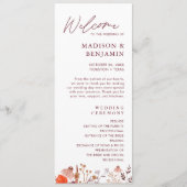 Rustikale Boho Chic Fall Wildblumen Blumenhochzeit Programm (Vorderseite)