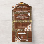 Rustikale Boho Chic Glitzer Beads Hochzeit All In One Einladung (Innen Boden)