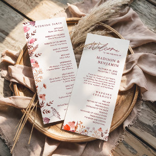 Rustikale Boho-Chic-Herbstwildblumen-Hochzeit Programm