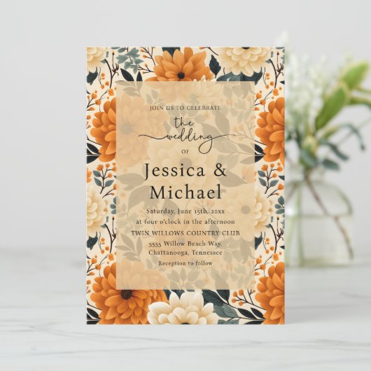 Rustikale Boho Chic Herbstwoche Wasserfarbenflora Einladung (Stehend Vorderseite)