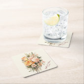 Rustikale Boho Chic Peach Floral Totbeutel Rechteckiger Pappuntersetzer (Vor Ort)