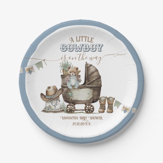 Rustikale Boho Country Wild West Boy Dusche Pappteller (Vorderseite)