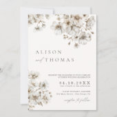 Rustikale Boho-Creme-Blumen-QR-Code-Hochzeit Einladung (Vorderseite)