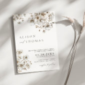Rustikale Boho-Creme-Blumen-QR-Code-Hochzeit Einladung