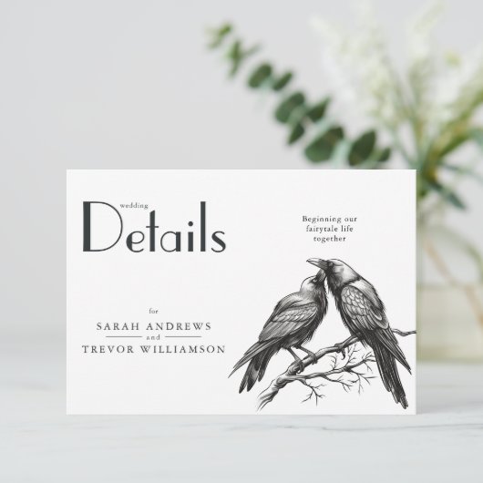 Rustikale Boho Crow Lovers Begleitkarte (Stehend Vorderseite)