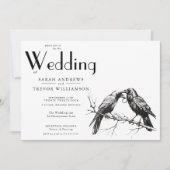 Rustikale BOHO Crow Lovers Einladung (Vorderseite)