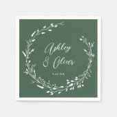 Rustikale Boho Dark Green Wildblume Blumenhochzeit Serviette (Vorderseite)