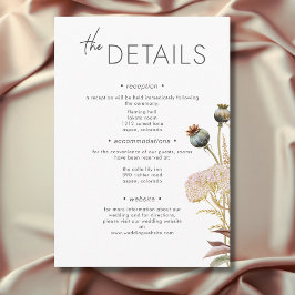 Rustikale Boho Delicate Fall Wildblume Hochzeit Begleitkarte