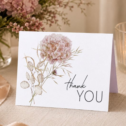 Rustikale Boho Delicate Fall Wildblume Hochzeit Dankeskarte