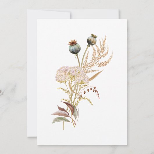 Rustikale Boho Delicate Fall Wildblume Hochzeit Einladung (Rückseite)