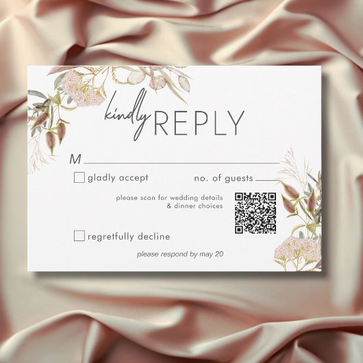 Rustikale Boho Delicate Fall Wildblumen Hochzeit RSVP Karte