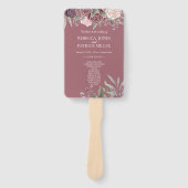 Rustikale Boho Dusty Rose Rosa Blume Hochzeit Fächer (Vorderseite)