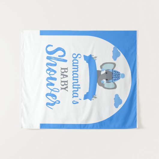 Rustikale Boho Elephant Boy Baby Dusche Hintergrun Wandteppich (Vorderseite (Horizontal))