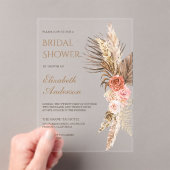 Rustikale Boho-Erde Florale Pampas-Brautparty Acryleinladungen (Insitu (Handheld))