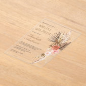 Rustikale Boho-Erde Florale Pampas-Brautparty Acryleinladungen (Ablage )