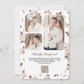 Rustikale Boho Erdig Ivory Florale QR-Code-Hochzei Einladung (Rückseite)
