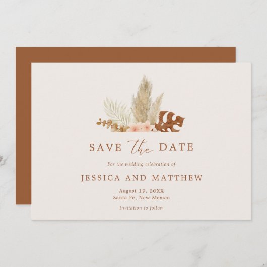 Rustikale Boho Fall Blume Outdoor Hochzeit Save The Date (Vorne/Hinten)