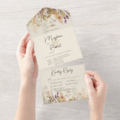 Rustikale Boho Fall Wildblumen Tan Dinner All In One Einladung (Abreißen)