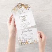 Rustikale Boho Fall Wildblumen Weißes Abendessen All In One Einladung (Abreißen)