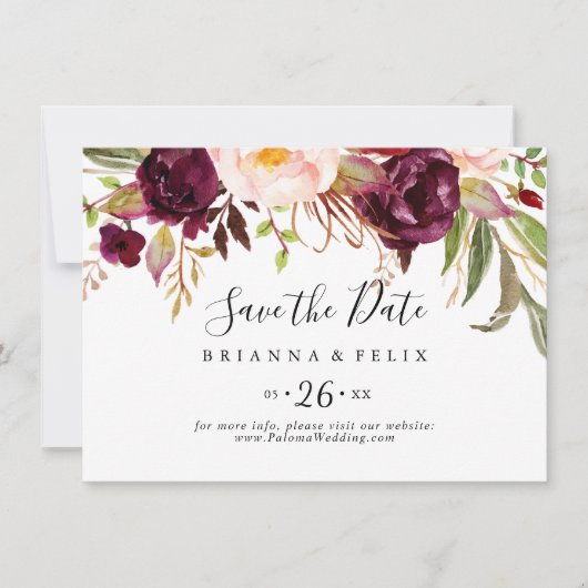 Rustikale Boho farbenfrohe, bläserne, horizontale  Save The Date (Vorderseite)