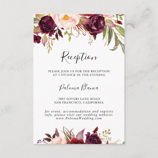 Rustikale Boho farbenfrohe blumengeschmückte Hochz Begleitkarte (Vorderseite)