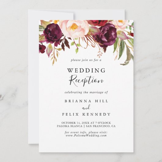 Rustikale Boho farbenfrohe blumengeschmückte Hochz Einladung (Vorderseite)