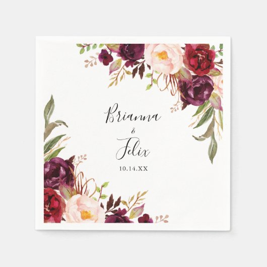 Rustikale Boho farbenfrohe Blumenhochzeit Napkin Serviette (Vorderseite)