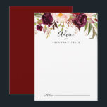 Rustikale Boho farbenfrohe blumenreiche Hochzeit Hinweiskarte<br><div class="desc">Diese rustikale, bunt blühende Hochzeitsratenkarte ist perfekt für eine moderne Hochzeit. Das Design besteht aus rosafarbenen, lila, roten und bordeauxfarbenen, in eleganten Bouquets mit grünem Blätterdach aufgehauenen Bäckereien, die die natürliche Schönheit inspiriert haben. Diese Karten sind ideal für Hochzeiten, Brautparty, Babydusche, Graduiertenfest u.v.m. Personalisieren Sie die Karten mit den Namen...</div>