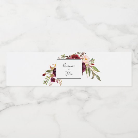 Rustikale Boho farbenfrohe blumenreiche Hochzeit Wasserflaschenetikett (Einzelnes Label)