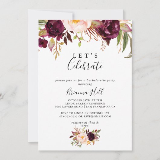Rustikale Boho farbenfrohe Blüte Feiern Party Einladung (Vorderseite)