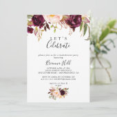Rustikale Boho farbenfrohe Blüte Feiern Party Einladung (Stehend Vorderseite)