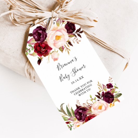 Rustikale Boho farbenfrohe Blütendusche Geschenkanhänger