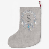 Rustikale Boho-Federkranz-Monogramm Kleiner Weihnachtsstrumpf (Rückseite)