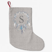Rustikale Boho-Federkranz-Monogramm Kleiner Weihnachtsstrumpf (Vorderseite)