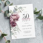 Rustikale Boho Floral 50 und fabelhafte Geburtstag Einladung<br><div class="desc">Feiern Sie mit einer 50 und fabelhaften Party Einladung, dass Pop mit eleganter Weiblichkeit. Dieses charmante, florale Aquarell-Design vereint die rustikale Eleganz mit seinem gewölbten Bukett aus Pfannkuchen und Rose, in dem tiefe Bordeaux, Pflaume und staubiges Rosa mit dem hintersten Eukalyptus-Grün harmonieren. Die weiblichen botanischen Elemente Pop mit Stil und...</div>