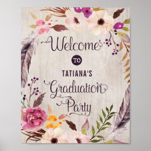 Rustikale Boho Floral Abschluss Poster Calligraphi