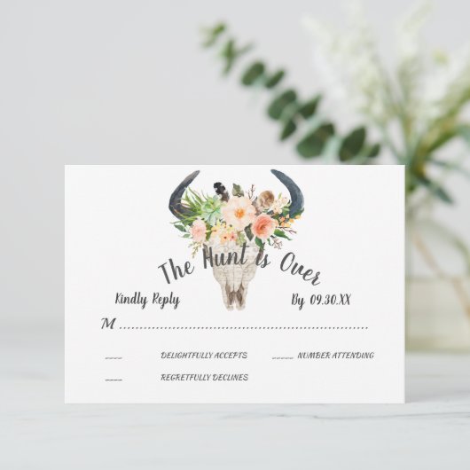 Rustikale Boho Floral Antelope Hunt ist über UAWG Einladung (Stehend Vorderseite)