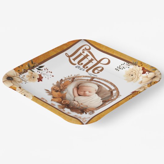 Rustikale Boho Floral Baby Dusche Pappteller (Gewinkelt)