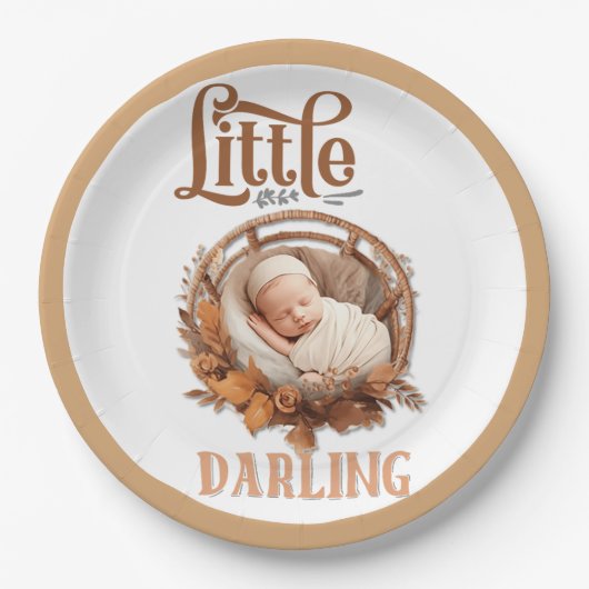 Rustikale Boho Floral Baby Dusche Pappteller (Vorderseite)