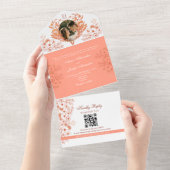 Rustikale Boho Floral Coral Wedding All In One Einladung (Abreißen)