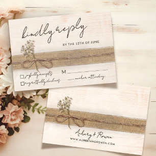 Rustikale Boho Floral Öko Wood Wildblume Hochzeit RSVP Karte
