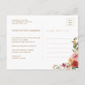 Rustikale Boho Floral Tropical Pampas Grass Weddin Ankündigungspostkarte (Rückseite)