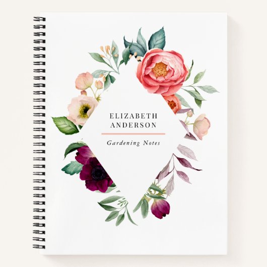 Rustikale Boho Floral Wasserfarbe mit Ihrem Namen Notizblock (Vorderseite)