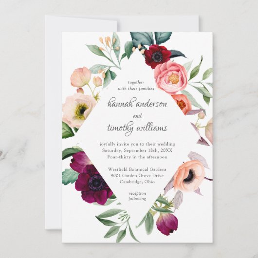 Rustikale Boho Floral Watercolor Hochzeit Einladung (Vorderseite)