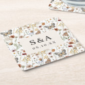 Rustikale Boho Floral Wedding Rechteckiger Pappuntersetzer