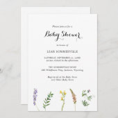 Rustikale Boho Floral Wildblume Elegante Babydusch Einladung (Vorne/Hinten)