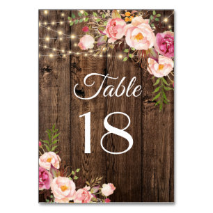 Rustikale Boho florale String Lights Wedding Table Tischnummer