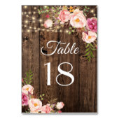 Rustikale Boho florale String Lights Wedding Table Tischnummer (Vorderseite)