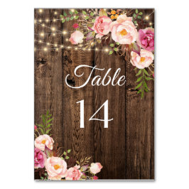 Rustikale Boho florale String Lights Wedding Tischnummer